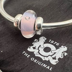 Authentic Trollbeads Glass Murano-Baby Girl in Pink Glass Murano Pastel Zirconia